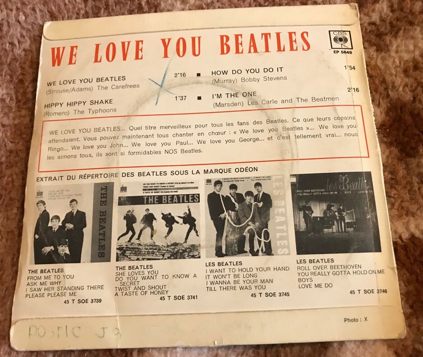 Pic 1 EP WE LOVE YOU BEATLES British beat merseysound THE CAREFREES TYPHOONS LES CARLE