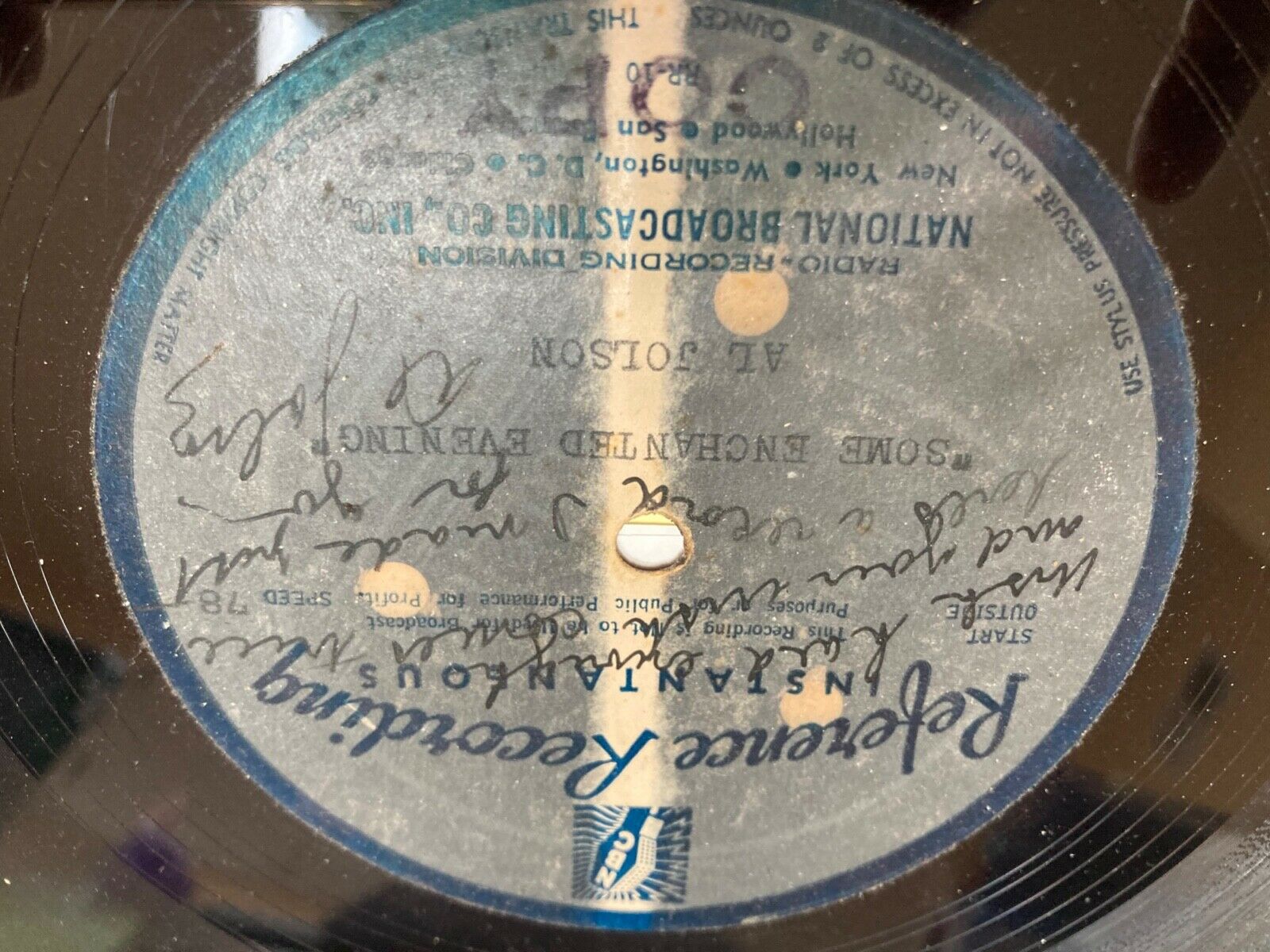 Pic 4 Al Jolson ONE OF A KIND signed special recorded record