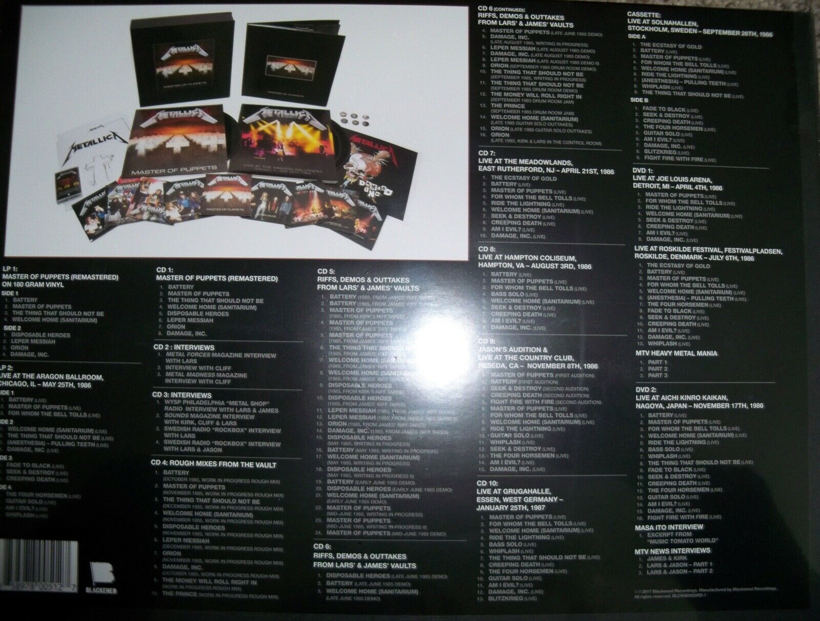 Pic 4 Metallica Master Of Puppets Deluxe Box Set New/Sealed, OOP, 19842/25000 Rare