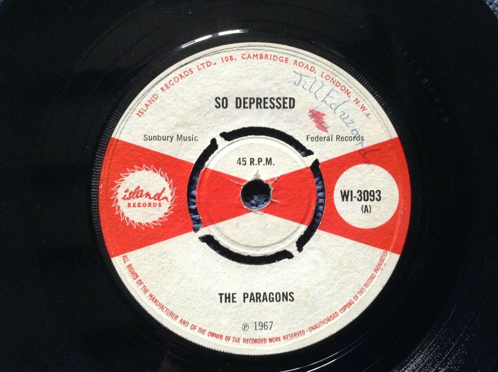 Pic 1 THE PARAGONS - SO DEPRESSED / WE WERE MEANT rare UK 1967 SKINHEAD REGGAE SKA VG+