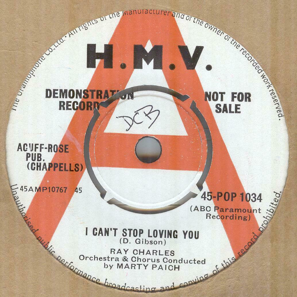 RAY CHARLES**I CAN'T STOP LOVING YOU**DEMO**SOUL**THE HMV LABEL**HEAR IT