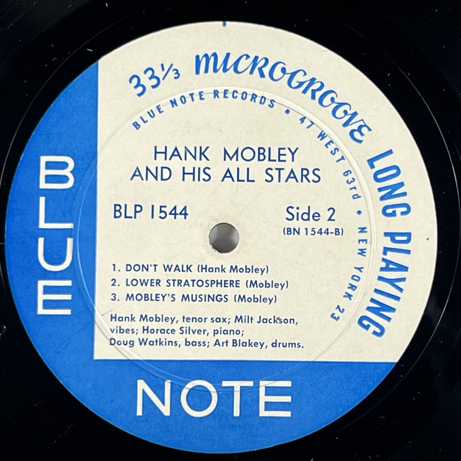 Pic 3 HANK MOBLEY & His All Stars Blue Note 1544 RVG EAR 9M DG 63rd St. Flat VG+ LP