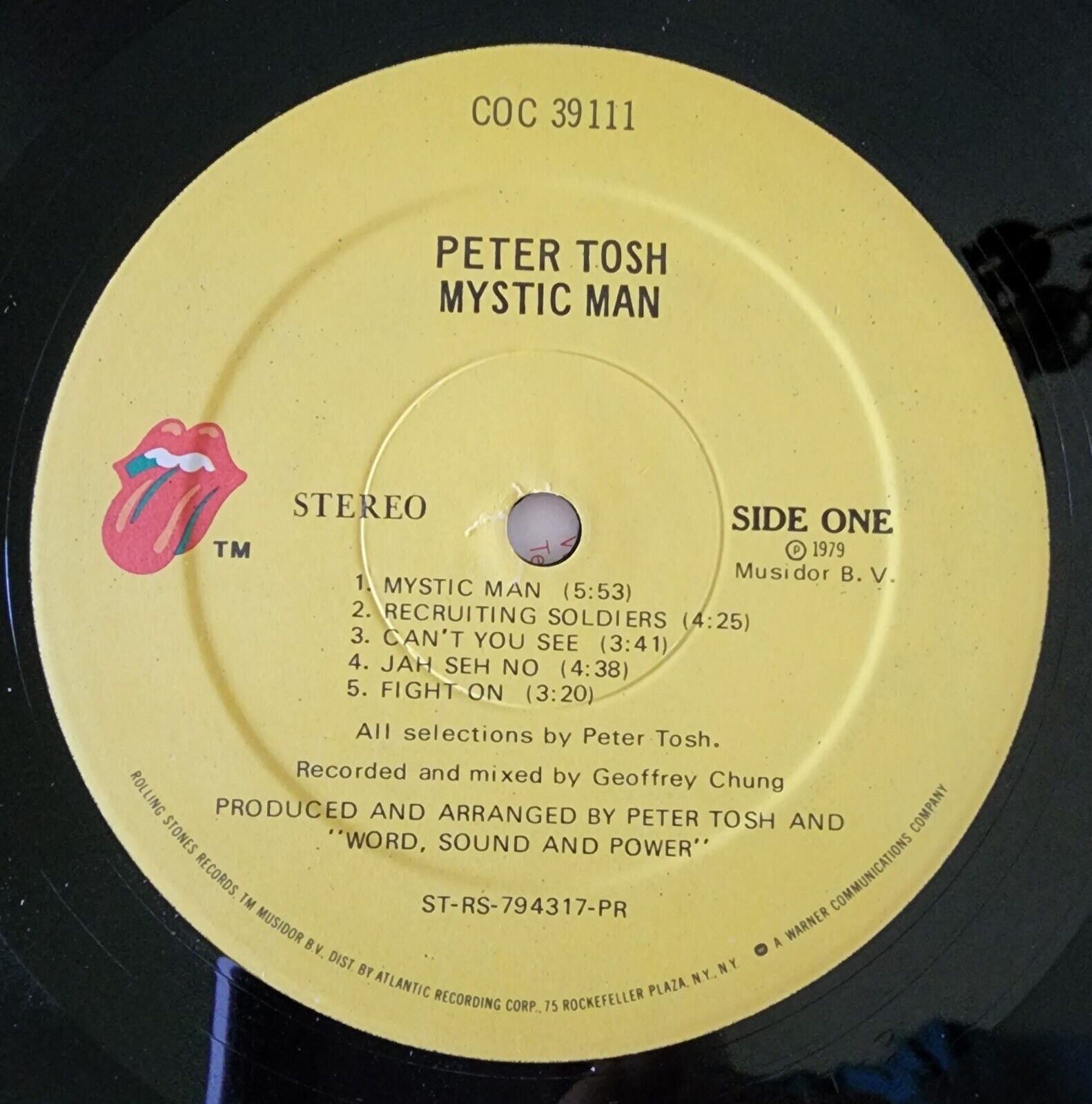 Pic 2 PETER TOSH / MYSTIC MAN   1979 Rolling Stones Records w Inner Sleeve   NEAR MINT
