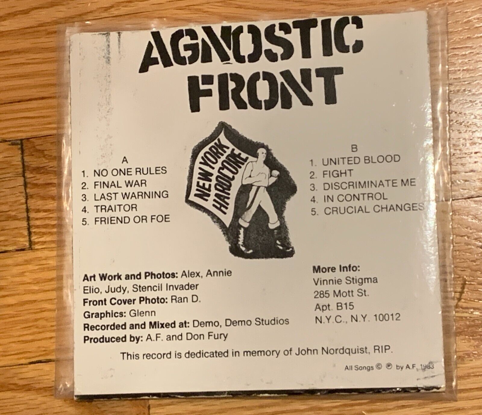 Pic 1 Agnostic Front United Blood 7" Original 1983 Skinhead Urban Waste Abused Cro-Mag