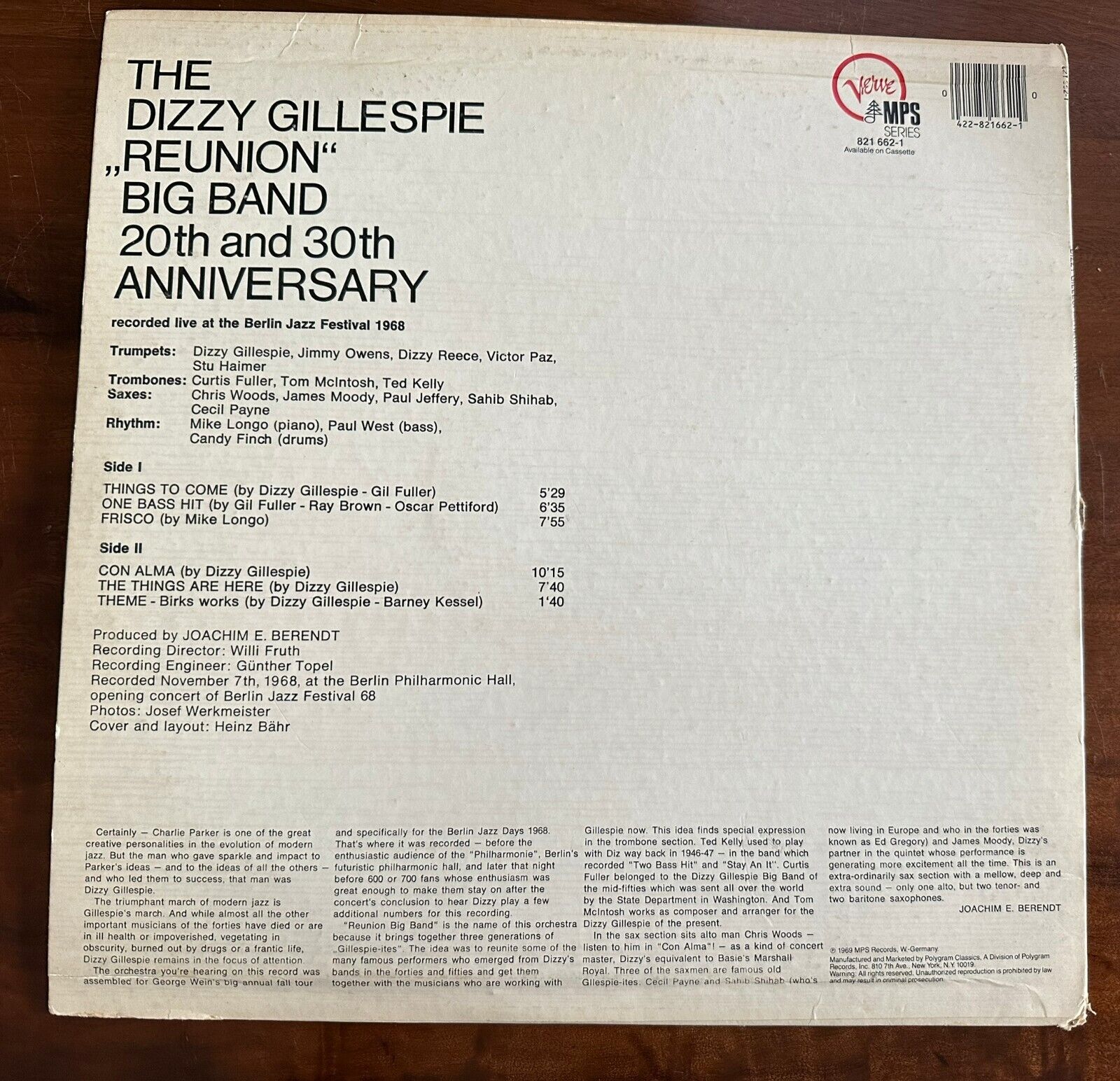 Pic 1 Signed autographed DIZZY GILLESPIE reunion big band vinyl jazz legend