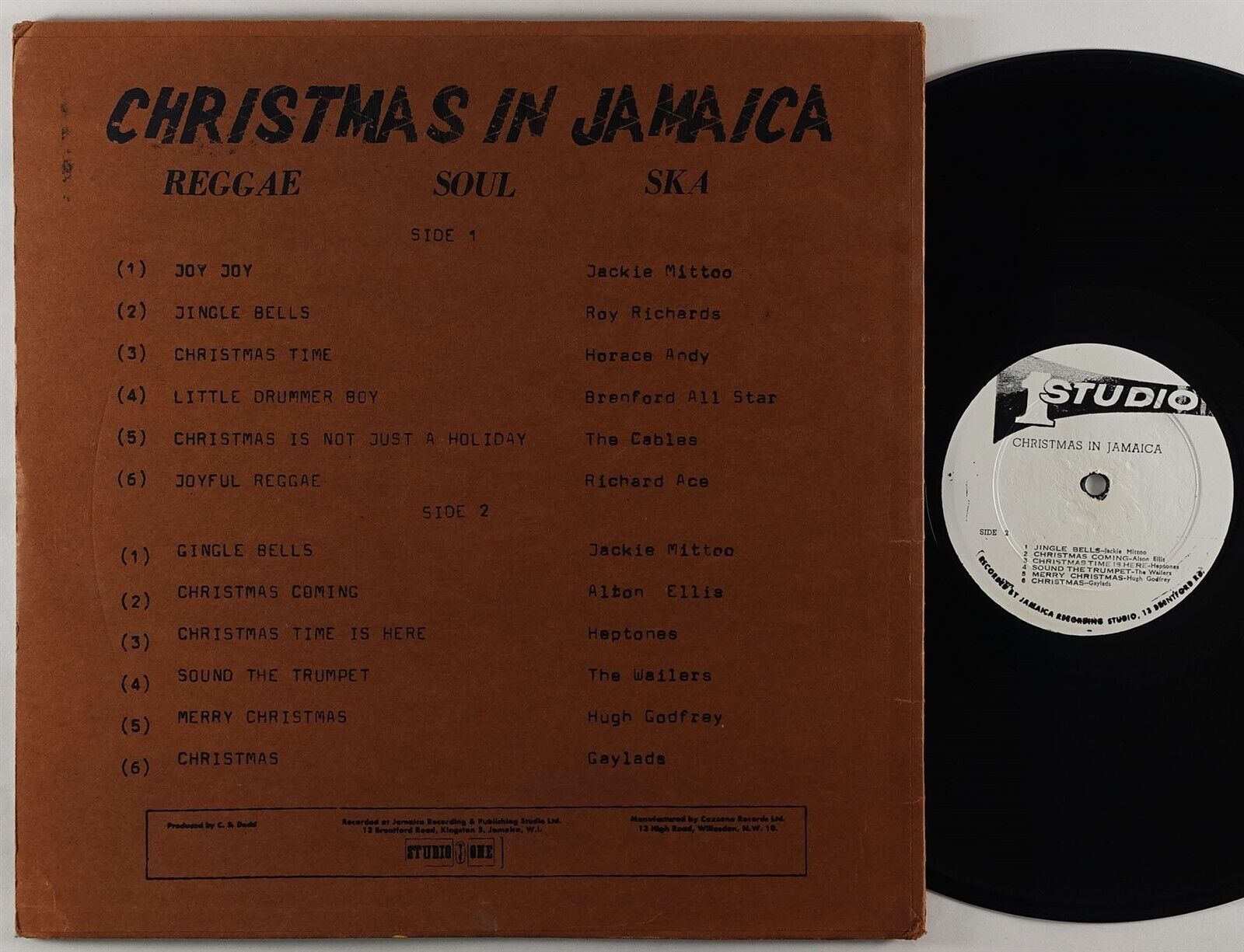 Pic 1 V/A "Christmas In Jamaica" Reggae LP Studio One Silkscreened Cover