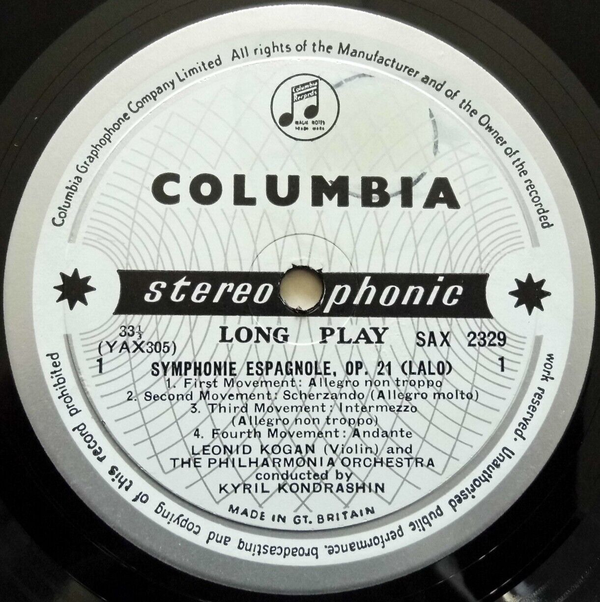 Pic 4 Lalo: Symphonie Espagnole - Leonid Kogan **Columbia SAX 2329 ED1 LP**