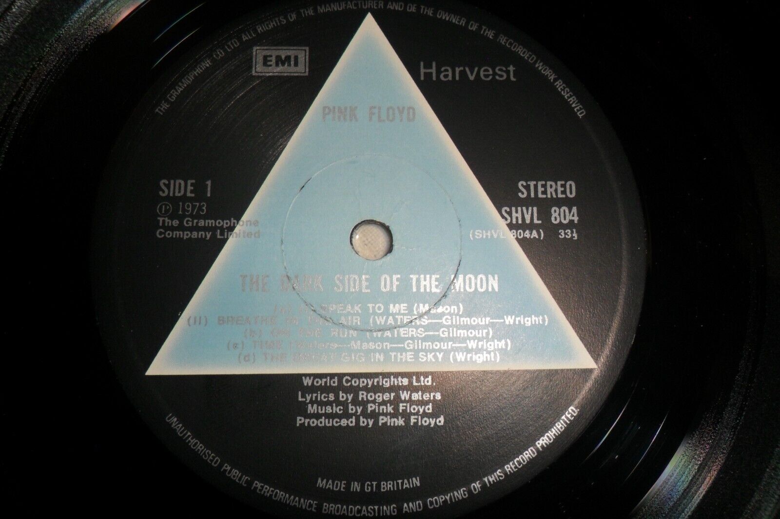Pic 1 PINK FLOYD - DARK SIDE OF THE MOON 1973 SOLID BLUE A2/B2 COMPLETE VG++ ROCK PROG