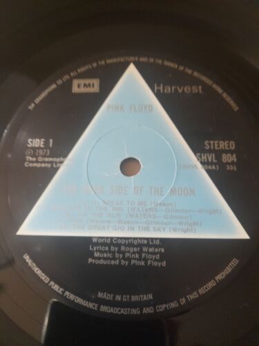 Superb Pink Floyd Dark Side Moon UK Solid Blue 1st Press Vinyl LP 1973 Near Mint