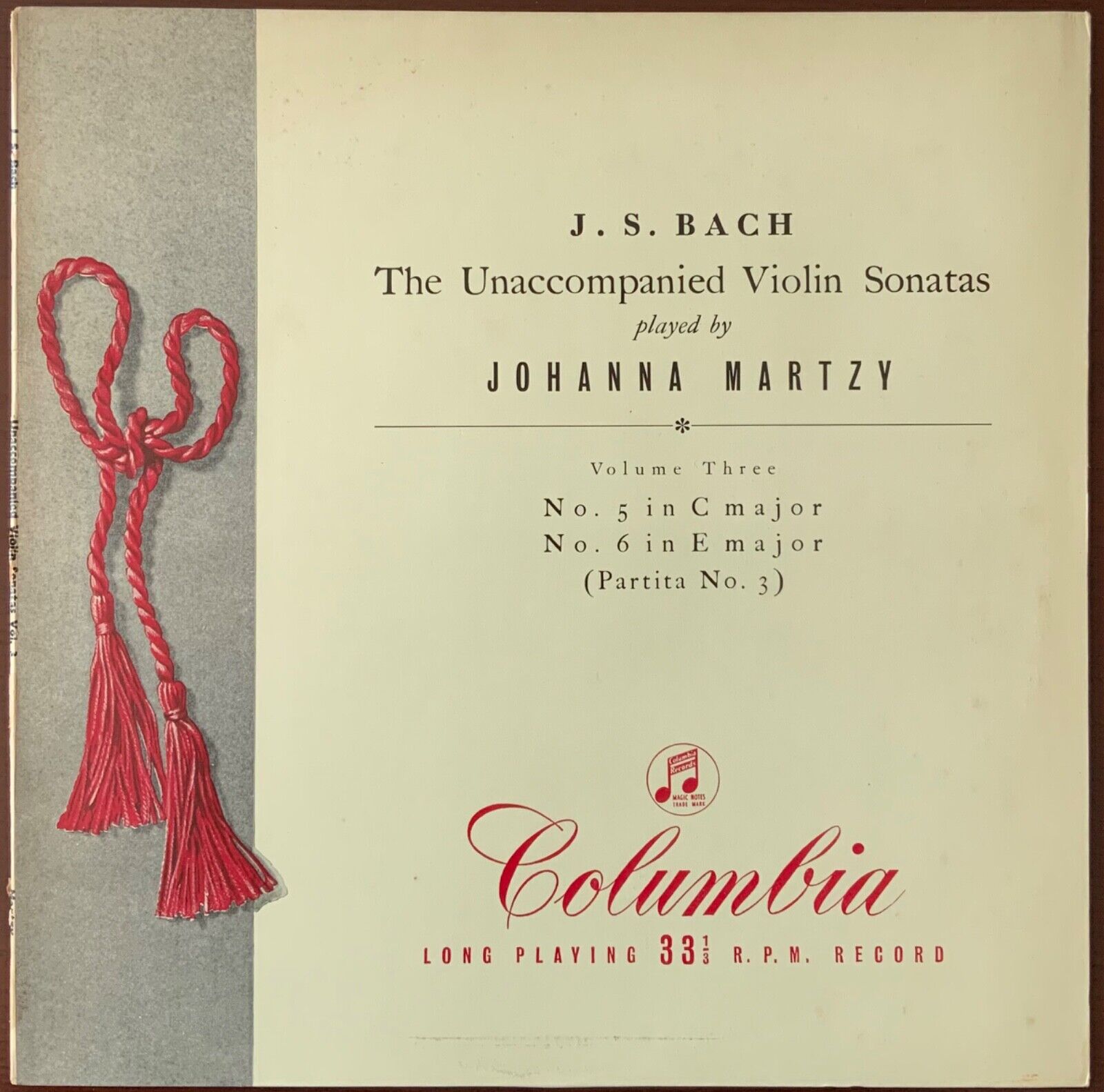 Pic 1 33CX1288 Bach The Unaccompanied Violin Sonatas Johanna MARTZY 1ST ED 3N/1N, NM