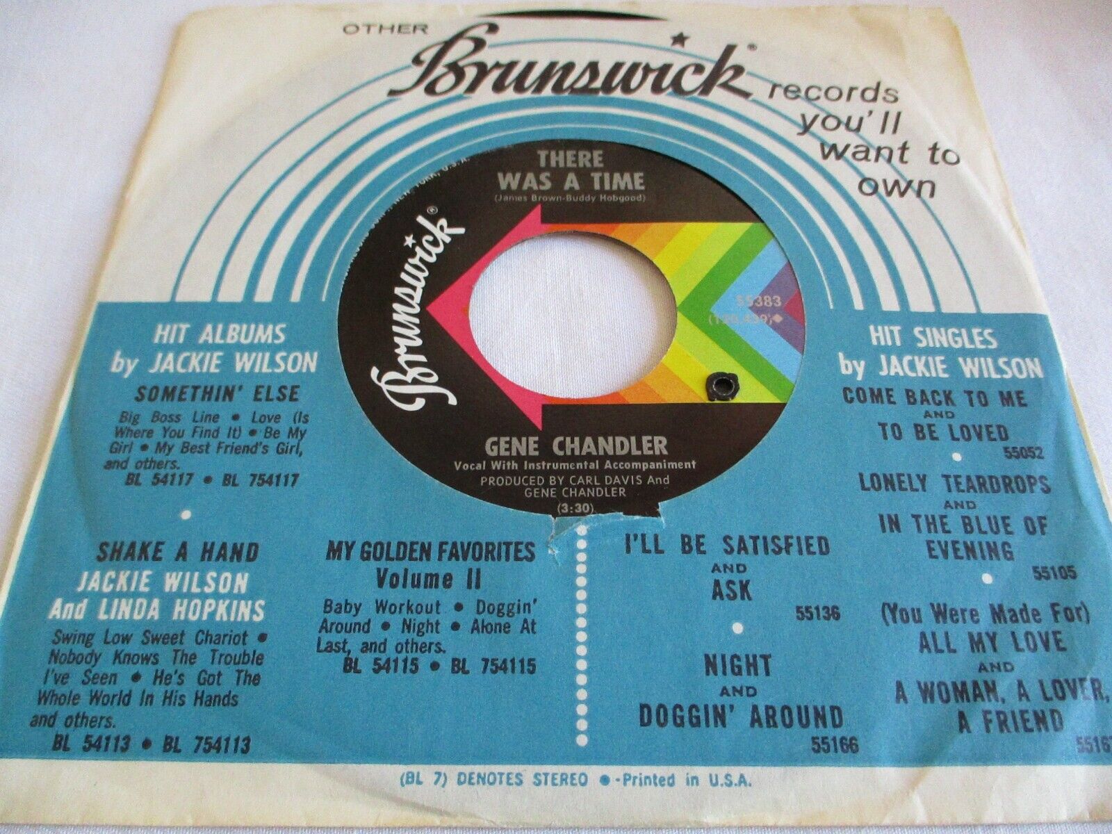 GENE CHANDLER - THERE WAS A TIME / THOSE WERE THE GOOD OLD DAYS - BRUNSWICK