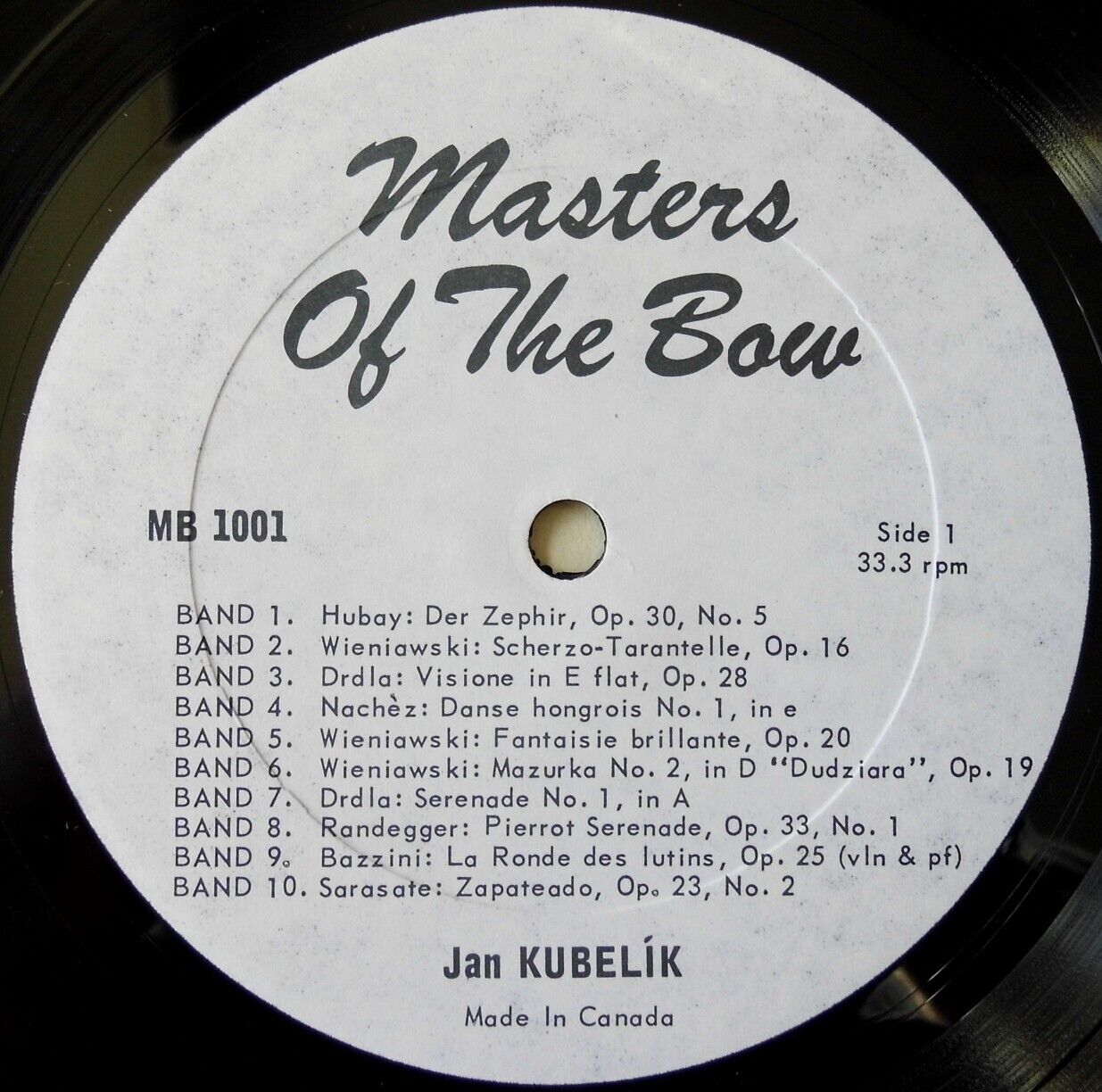 Pic 2 Violin Recital - Jan Kubelik **Masters Of The Bow MB 1001 ED1 LP**