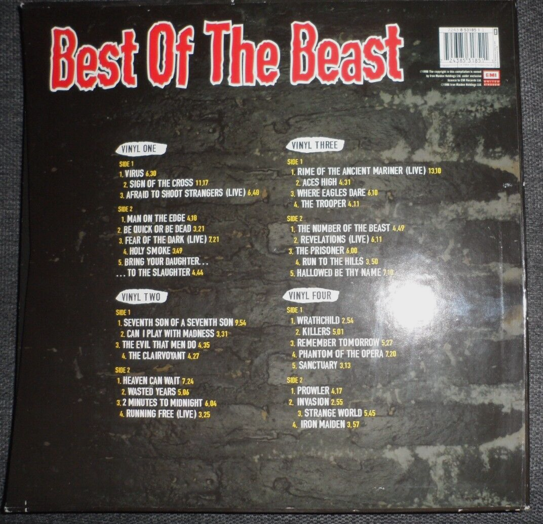 Pic 1 Iron Maiden Best Of The Beast 4-LP BOX 1996 Pappschuber