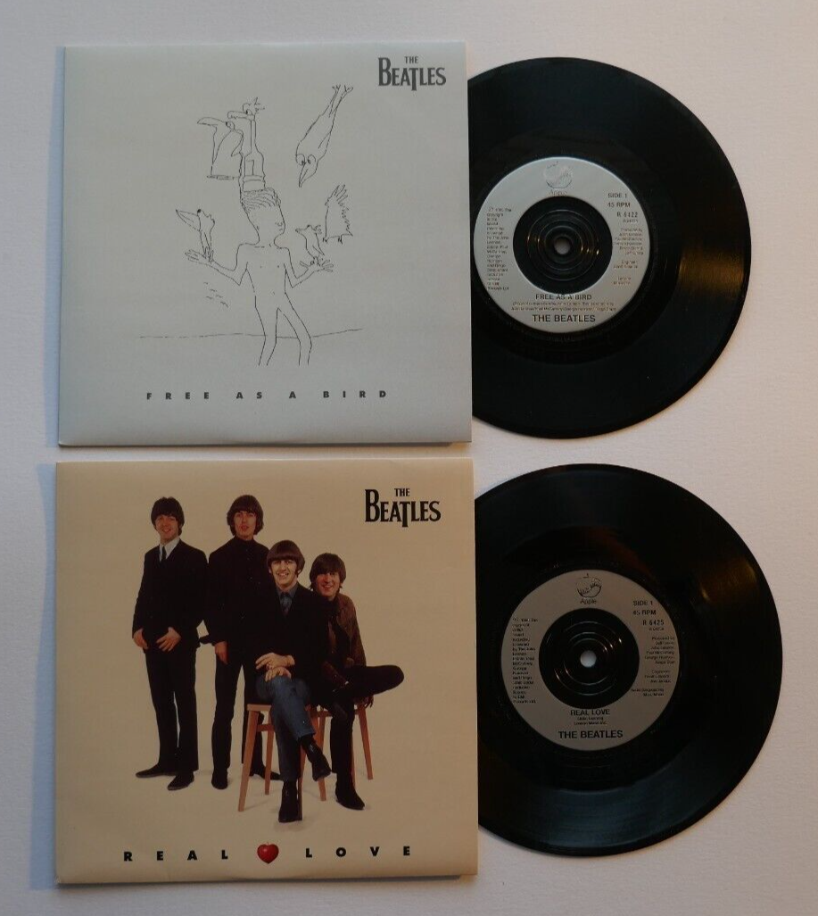 Pic 1 THE BEATLES 7 INCH 45 P/S's ' FREE AS A BIRD & REAL LOVE ' NR MINT