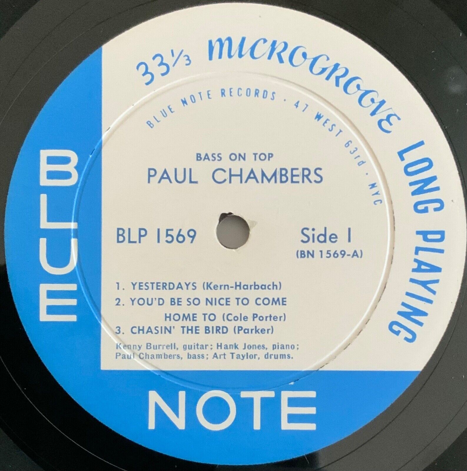 Pic 2 Paul Chambers Quartet, Bass On Top, First press(heavyweight, RVG stamp and P)NM