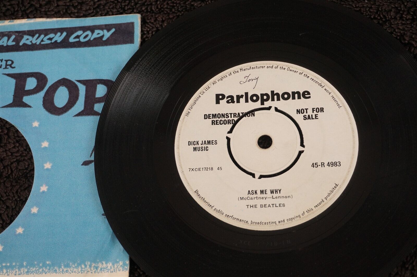 Pic 3 THE BEATLES Please Please Me (Parlophone UK 1st Press DEMO 7" 1963) Rare  PROMO