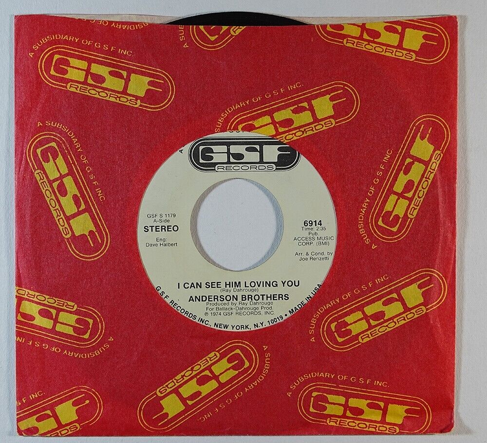70s Soul 45 ANDERSON BROTHERS I Can See Him Loving You on GSF VG++ promo